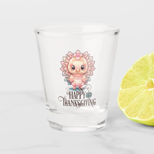 Schattige Thanksgivingkalkoen Shot Glas (Voorkant)