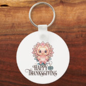 Schattige Thanksgivingkalkoen Sleutelhanger (Voorkant)