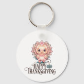 Schattige Thanksgivingkalkoen Sleutelhanger (Achterkant)