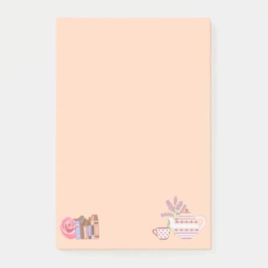 Schattige thee en boeken post-it® notes (Voorkant)