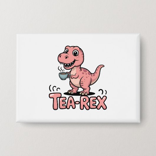 Schattige Thee-Rex Roze Dinosaur – Slurpen Maar! Button (Voorkant)