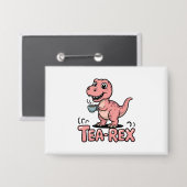 Schattige Thee-Rex Roze Dinosaur – Slurpen Maar! Button (Voorkant / Achterkant)