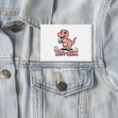 Schattige Thee-Rex Roze Dinosaur – Slurpen Maar! Button (Insitu)
