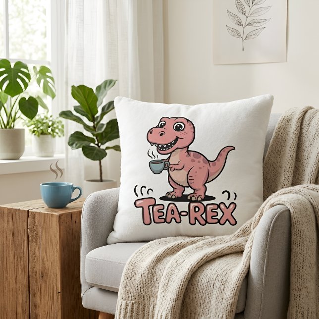 Schattige Thee-Rex Roze Dinosaur – Slurpen Maar! Kussen (Creator heeft geüpload)