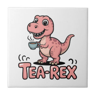 Schattige Thee-Rex Roze Dinosaur – Slurpen Maar! Tegeltje