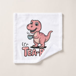 Schattige Thee-Rex Roze Dinosaur – Slurpen Maar! Washandje