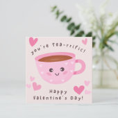 Schattige Thee-rrifiek Klaslokaal Foto Valentijnsd Feestdagenkaart (Staand voorkant)