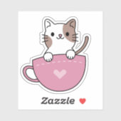 Schattige Theekopjeskat Sticker (Vel)