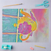 Schattige theepot thee party psychedelische kleure tissuepapier (Craft)