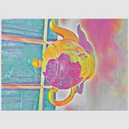 Schattige theepot thee party psychedelische kleure tissuepapier