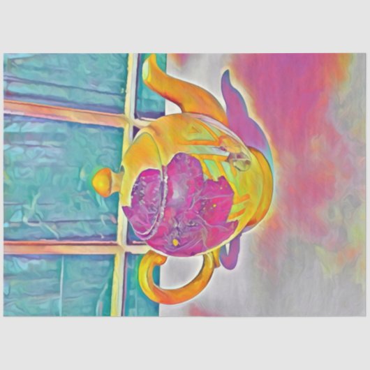 Schattige theepot thee party psychedelische kleure tissuepapier (Voorkant)