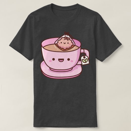 Schattige theezakje en theekopje Doodle T-shirt (Design voorkant)