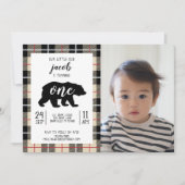 Schattige Thomson Camel Plaid Baby Foto 1e verjaar Kaart (Voorkant)