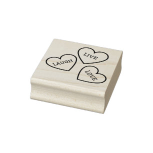 Schattige Three Hearts Live Laugh Love Wood Art St Rubberstempel