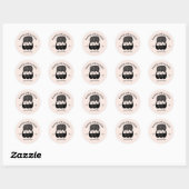 Schattige Thuisbaker Kook Geïllustreerd Roze Zwart Ronde Sticker (Vel)