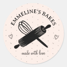 Schattige Thuisbaker Kook Geïllustreerde Deegrolle Ronde Sticker