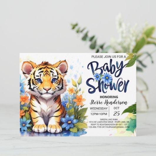 Schattige Tiger Cub Delight Baby shower Kaart (Staand voorkant)