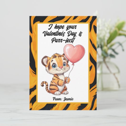 Schattige Tiger Cub Valentijn's Day Kaart (Staand voorkant)