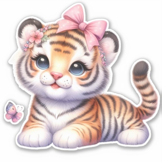 Schattige! Tiger Custom Cut Scrapbooking Sticker (Voorkant)