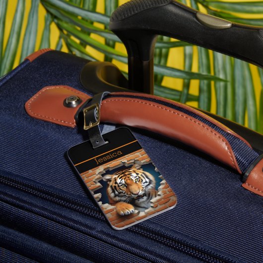 Schattige Tiger Sinaasappel Bagagelabel (Voorkant Insitu 1)