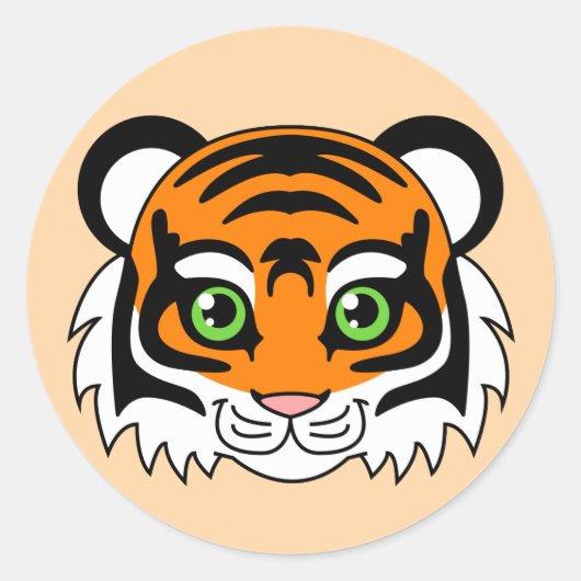 Schattige Tiger Sinaasappel Ronde Sticker (Voorkant)