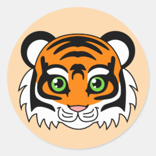 Schattige Tiger Sinaasappel Ronde Sticker