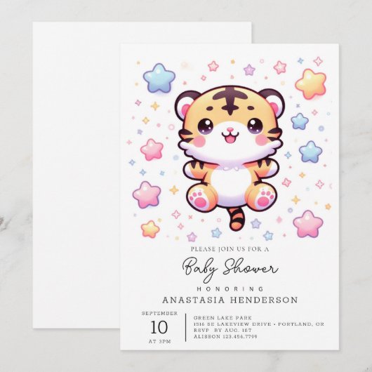 Schattige Tijger Baby shower Kaart (Voorkant / Achterkant)