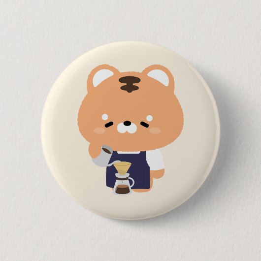 Schattige Tijger Barista Ronde Button 5,7 Cm (Voorkant)