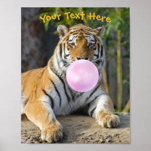 Schattige Tijger, Bubble Gum Bel, Naam of Bericht Poster