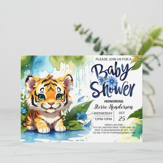 Schattige Tijger Cubs Baby Jongensdouche Kaart (Staand voorkant)