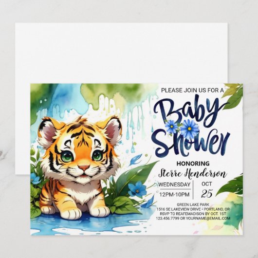 Schattige Tijger Cubs Baby Jongensdouche Kaart (Voorkant / Achterkant)