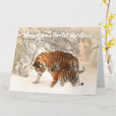 Schattige Tijger en Welp - Purrfect Kerstmis Kaart (Gele Bloem)