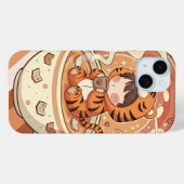 Schattige Tijger Koffie Boek Kunst Case-Mate iPhone Case (Achterkant (horizontaal))
