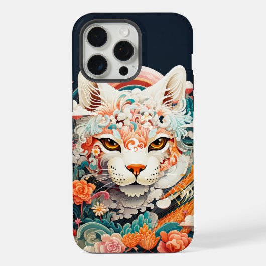 Schattige Tijger met bloemen Papier Knippen iPhone Hoesje (Achterkant)