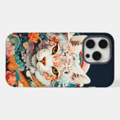 Schattige Tijger met bloemen Papier Knippen iPhone Hoesje (Achterkant horizontaal)