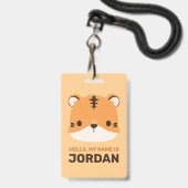 Schattige Tijger met Gepersonaliseerde Naam Badge (Voorzijde met lanyard)