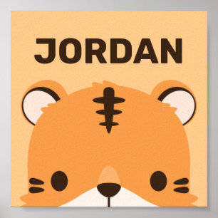 Schattige Tijger met Gepersonaliseerde Naam Poster