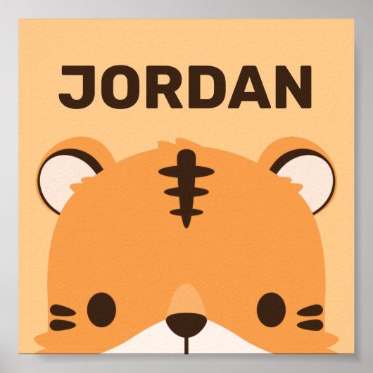 Schattige Tijger met Gepersonaliseerde Naam Poster (Voorkant)
