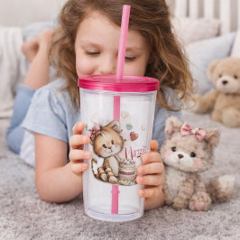 Schattige Tijger met Hart Dessert Acryl Drinkbeker