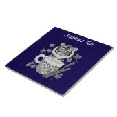 Schattige tijger met kruidenthee. personaliseren tegeltje (Zijkant)