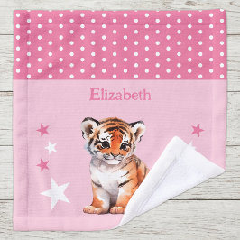 Schattige tijger naam toevoegen polka stippen ster washandje