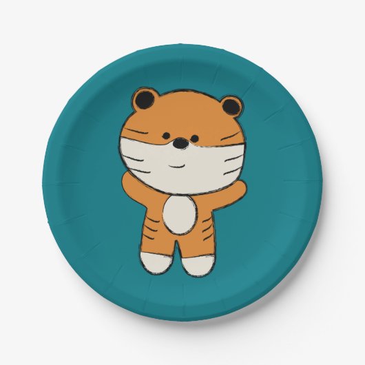 Schattige tijger papieren bordje (Voorkant)