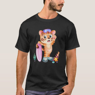 Schattige Tijger Surft Zomer Tijger Kat  Voor Tijg T-shirt