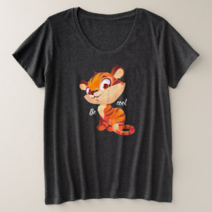 Schattige Tijger Wees Cool Cartoon Grote Maat T-shirt