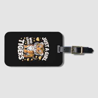 Schattige tijgerdier, gewoon een meisje dat van ti bagagelabel