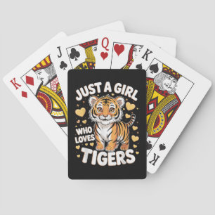 Schattige tijgerdier, gewoon een meisje dat van ti pokerkaarten