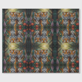 Schattige tijgerkoppel in het bos cadeaupapier (Vlak)