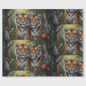 Schattige tijgerkoppel in het bos cadeaupapier (Vlak)
