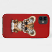 Schattige tijgerkubus op rood Case-Mate iPhone case (Achterkant (horizontaal))