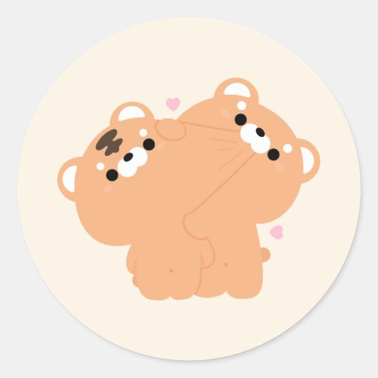 Schattige tijgerpaar ronde sticker (Voorkant)